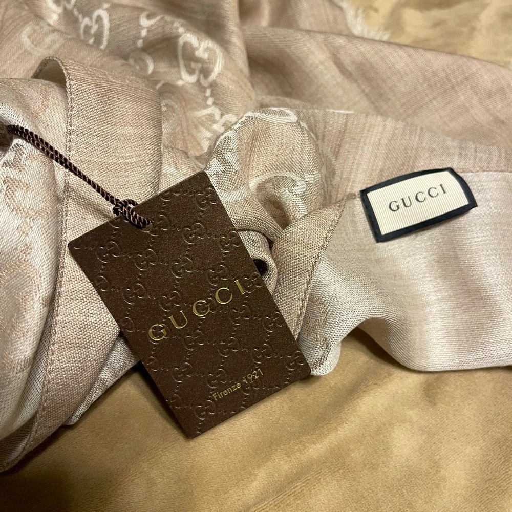 Gucci Giant GG Monogram Scarf in Sand